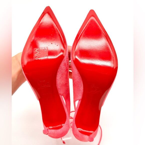 Christian Louboutin Lace Up Kate 85 Pink Suede Stiletto Pumps Heels EU 37 US 7 - Picture 9 of 11